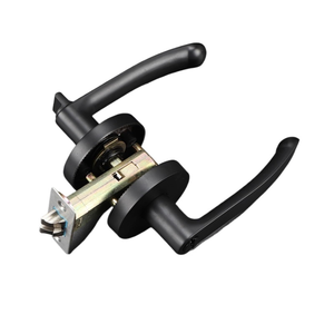 Gagang Pintu Persegi Hitam Doff Grosir, Kunci Gagang Pintu Aluminium Alloy Tugas Berat, Anti Bising, Kunci Privasi untuk Pintu Interior - Product Image 4