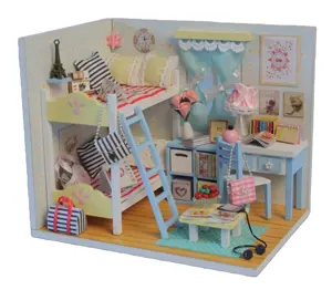 Various size lovely gift absorbing miniature room DIY dollhouse for book shop with dolls