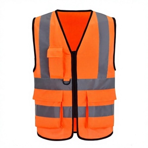 Custom High Visibility Reflective Shirt Safety <b>Vest</b> with Pockets, Breathable Mesh Construction Workwear for Men <b>Women</b>, OEM Logo - Product Image 1