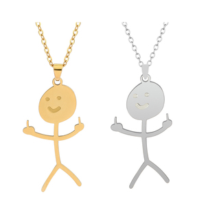 Collar Hip Hop con Diseño <span class=keywords><strong>de</strong></span> Dedo Medio para <span class=keywords><strong>Hombre</strong></span> y Mujer, <span class=keywords><strong>Cadena</strong></span> Larga <span class=keywords><strong>de</strong></span> Acero Inoxidable, Joyería Moderna - Product Image 1