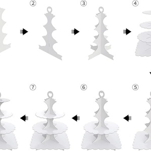 White Cardboard <b>Cupcake</b> Stand Tower Round Square <b>Cup</b> Cake Display Holder with Custom Cutting Processing Service - Product Image 3