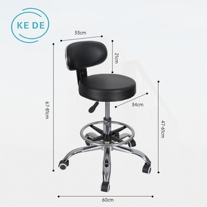 כיסא מעבדה מודרני ארגונומי מתכוונן מעור PU עם גלגלים ומשענת גב לשימוש ממושך בישיבה, מתאים לשימוש בבתי חולים ובמעבדות. - Product Image 6