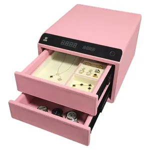 높은 미적 가치 지능형 지문 서랍 스타일 안전 가정용 더블 레이어 벚꽃 핑크 보석 안전