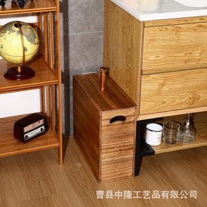 Portarrollos de Papel Higiénico de Madera para Baño, Gran Capacidad, con Tapa, Caja de Almacenamiento Giratoria, Diseño Rústico, Rectangular, Independiente - Product Image 3