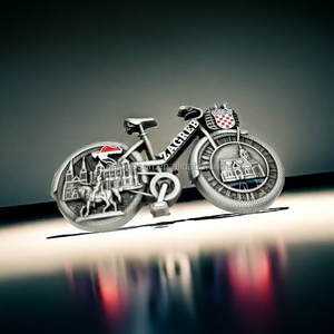 Aimants de réfrigérateur de vélo 3D personnalisés <span class=keywords><strong>en</strong></span> relief antiques Nouvelle <span class=keywords><strong>Croatie</strong></span> Souvenir touristique Zagreb Forme de vélo <span class=keywords><strong>en</strong></span> métal pour réfrigérateur - Product Image 3