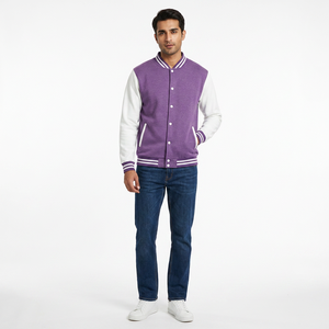 Varsity <b>Jacket</b> With Premium Touch Faux Leather Sleeves And Bold <b>Letter</b> Detail Bringing Energy To Daily Outfits With Jeans - Product Image 1