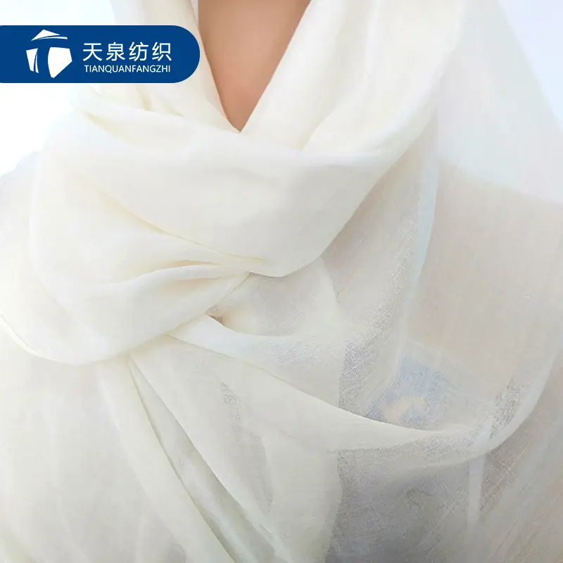 Baumwoll stoffs chal Fest gefärbter weißer Voile-Stoff für muslimische Frauen