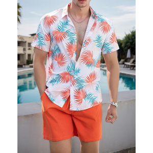 Tenue été Homme Tropical Ensemble Short Chemise Hawaïenne Homme | 2 Pièces Tropical | Tissu Léger | Pour Plage, Vacances Style Floral Décontracté