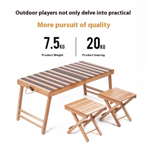 Conjunto de <span class=keywords><strong>Mesa</strong></span> y Sillas Plegables de Madera de Haya para Jardín, Resistentes al Agua y Portátiles - Product Image 4