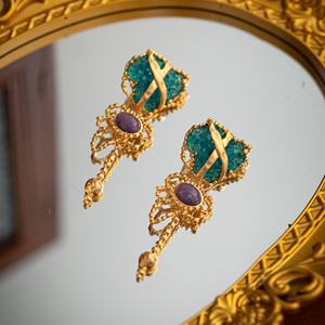 Pendientes de Moda para Mujer, con Piedras Preciosas, en Tono Dorado, Joyería Fina, Regalo para Fiestas, Navidad, Uso Diario, Elegante - Product Image 3