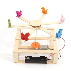विज्ञान स्टेम खिलौने रोटरी शक्ति Diy लकड़ी हिंडोला घोड़े बच्चों बच्चों आविष्कार विज्ञान खिलौने