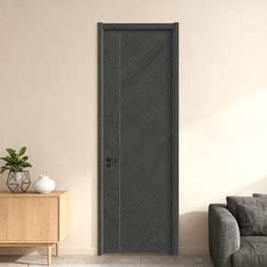 Portes en bois avec incrustations de cristal et remplissage en MDF pour chalets, collection de portes intérieures modernes et décoratives, portes en bois de couleur noire - Product Image 1