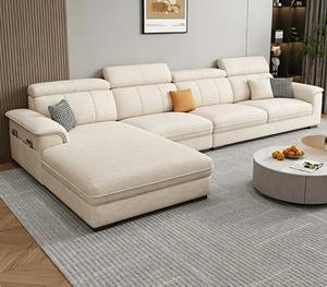Sofá de Tela de Lino y Algodón de Estilo Nórdico Minimalista, Sofá Recto Ligero y Lujoso, Suave y Cómodo para Sala de Estar con <span class=keywords><strong>Chaise</strong></span> Longue - Product Image 1