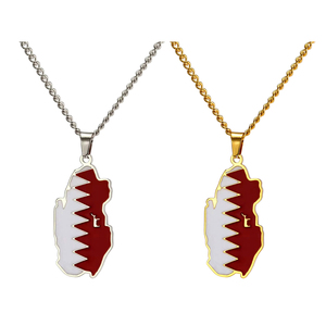 Collar con Colgante de Bandera Esmaltada de Acero Inoxidable, Chapado en Oro de 18K, Estilo <span class=keywords><strong>Qatar</strong></span>í, Venta al Por Mayor - Product Image 1