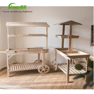 Chariot d'exposition en bois rustique et vintage, présentoir décoratif, points de vente, pour magasin de détail - Product Image 6