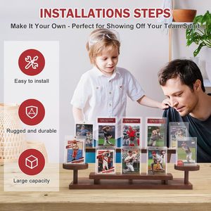Wooden Trading Card Display Rack 4 Tier <b>Large</b> Capacity Desktop Stand For Collectibles And Photo Showcases - Product Image 5