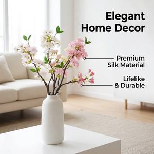 Fleur artificielle en soie, directement de l'usine, 48 cm, simulation de fleur de cerisier, bouquet pour mariage, décoration intérieure et extérieure. - Product Image 1