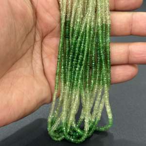 Perles de Tsavorite de pierres précieuses chaudes couleur verte ombragée perles de Tsavorite Rondel à facettes produit en vrac fait à la main - Product Image 2
