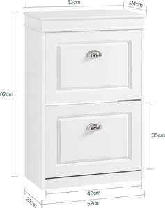 <strong>Shoe</strong> Rack Cabinet 2 Flip Drawers, Slim <strong>Shoe</strong> Storage Unit for Hallway, Entryway, Corridor, <strong>Small</strong> Spaces Wooden <strong>Cupboard</strong> White - Product Image 3