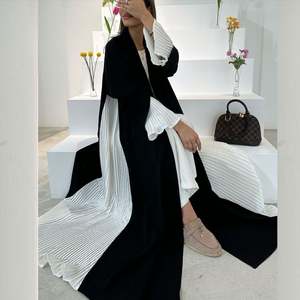 Abaya Ouverte Noire de Luxe pour Femme Musulmane, Robe Kaftan Modeste et Élégante de Turquie Style Dubaï pour l'Aïd, Personnalisable en Gros, Collection 2025 - Product Image 4
