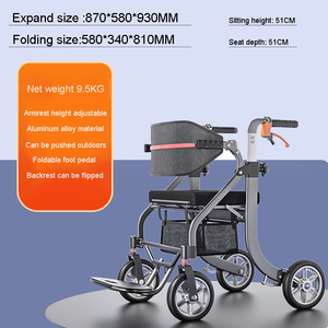 Fauteuil roulant manuel 4x4 en alliage d'aluminium pliable portable pour personnes âgées, aide à la marche en extérieur, hauteur réglable, <span class=keywords><strong>béquilles</strong></span>, marcheur - Product Image 2