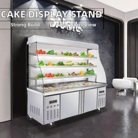 Boulangerie Table à température unique Armoire à gâteau Congélateur Affichage Transparent Verre incurvé Gâteau Stand Réfrigérateur