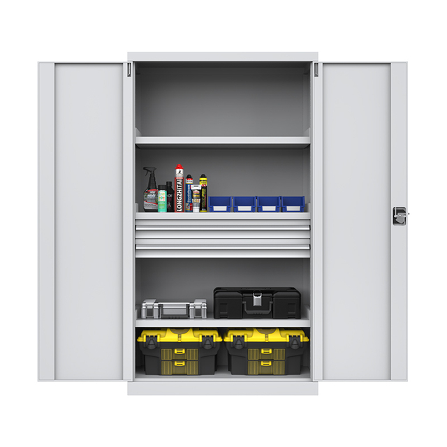 Modern Design 2-Door Gray Metal Tool Cabinet Tall Steel Cabinets Garage Combination Tools Drawer Commercial Furniture Mall Gym