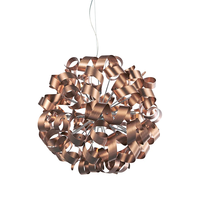 Lustre sphérique moderne en métal brossé avec ruban, luminaire suspendu décoratif pour salon, salle à manger, cuisine, maison