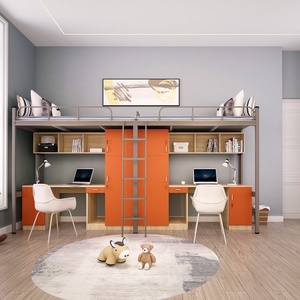 Short Delivery Time Good Price School Dormitory Furniture 2 Kids Children <b>Bed</b> Metal Frame <b>Bunk</b> <b>Beds</b> With <b>Storage</b> Locker - Product Image 3