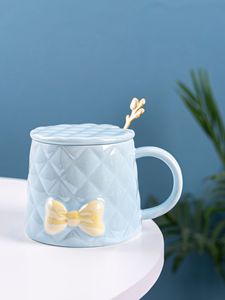 Creative Bow Relief <b>Mug</b> <b>Cute</b> Large Capacity <b>Mug</b> with Lid Spoon Girl Heart Coffee Cup - Product Image 4