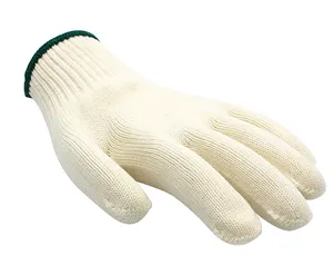 Hoge Kwaliteit Goedkope Arbeidsbescherming Katoen Werken Veiligheid Werk Wit Gebreide Katoenen Handschoenen