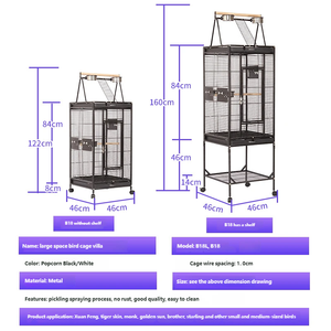กรงนกพับได้สแตนเลสคุณภาพสูงสำหรับนกแก้วขนาดใหญ่ ขายส่งกรงสัตว์เลี้ยง ใช้ได้ทุกฤดู - Product Image 4