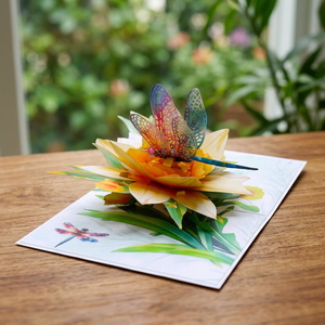 3D Pop-Up Customized Eco-Friendly Recyclable Greeting Card Flower Dragonfly Design Paper Craft Art Gift for Birthday Promotional - Product Image 3