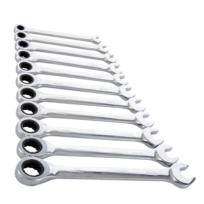 factory wholesale Fixed ratchet wrench spanner combination set 10mm 14mm 15mm 18mm 28mm one open end CRV Steel