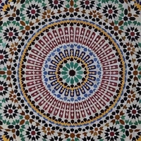 Tapis de sol en céramique à motif de cercle bleu vert fait à la main islamique 600x600mm pour bordure de mur intérieur extérieur