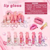 OAUMD Huile à lèvres hydratante effet brillant et scintillant, 24 pièces/boîte, gloss portable anti-ridules 5,2g