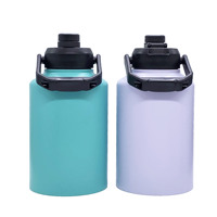 Bouteille d'eau en acier inoxydable 128oz en métal grande capacité voyage noir personnalisé avec poignée pichet d'eau d'un gallon