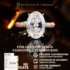 Anello di Lusso in Oro Giallo e Bianco 18K con Diamante Ovale e Halo Nascosto Rosa Bicolore Stile Celebrità per Fidanzamento - Product Image 5