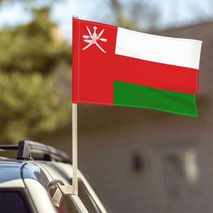 Manufacturer Direct Oman Omani <b>Flag</b> 12"x18" Car Window Clip with PVC Flexible Stick Pole for Country Decoration - Product Image 2