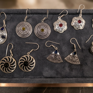 Pendientes de Plata Alemana de Alta Calidad con Piedras Multicolores, Estilo Moderno, Étnico, Bohemio, para Compromiso - Product Image 3