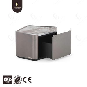 Italian Marble Nightstand Modern Luxury <strong>High</strong> Quality Irregular Design Stainless Steel Hidden Storage <strong>Bedside</strong> <strong>Table</strong> for Bedroom - Product Image 5