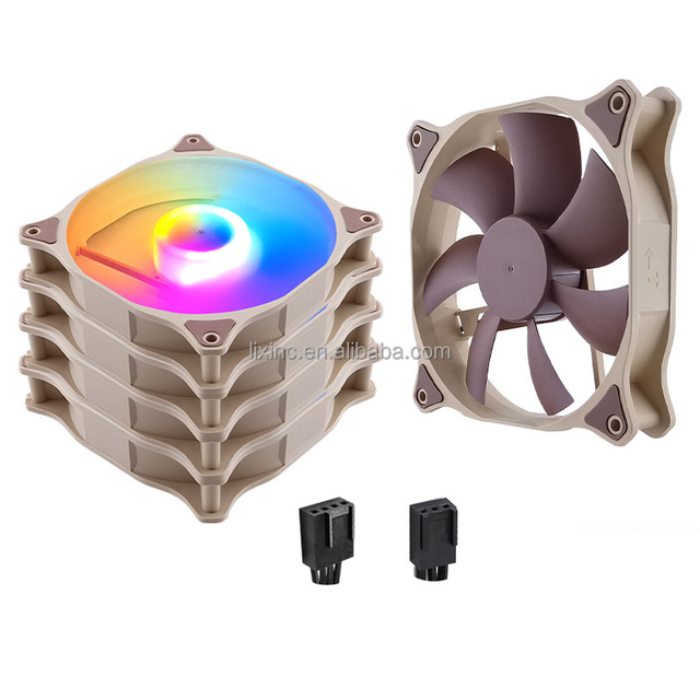 JQJ Customizable 12025 12cm PC Cooling Fan Orange Brown PWM Silent Fan with RGB LED DC12V Quiet Design for Optimal Airflow
