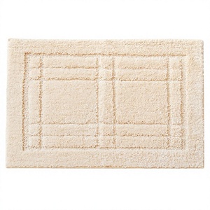 พรมเช็ดเท้า Kurum-โพลีเอสเตอร์ ขอบลายตาราง ซักได้ กันลื่น สีงาช้าง ประมาณ - Product Image 2