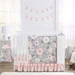 Baby 4 Piece Sweet Watercolor <strong>Floral</strong> Toddler Soft Bedding Set for <strong>Crib</strong> - Product Image 1