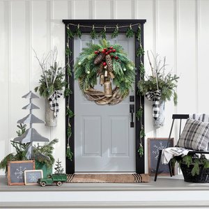 Ghirlanda Natalizia Boho con Pigne e Campanelle Dorate, Decorazione <span class=keywords><strong>per</strong></span> <span class=keywords><strong>Porta</strong></span> in Stile Rustico - Product Image 5