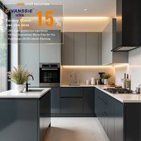 Meuble de cuisine modulaire en contreplaqué avec panneau mélaminé, armoire de cuisine sur mesure avec rangement à angle mort, résistant à l'eau
