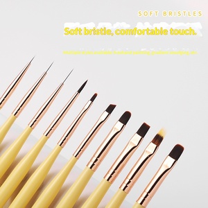Japanese Yellow Wood Handle Nail Art Pen Set Line Drawing Brushes for UV Gel Custom Logo Manicure - Product Image 2