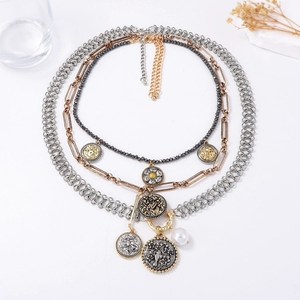 Popular Item <strong>Boho</strong> 2026 Fashion Women Jewelry Exaggerated Large Alloy Round Badge Pendant Multi-layer Long Chain <strong>Necklace</strong> - Product Image 2