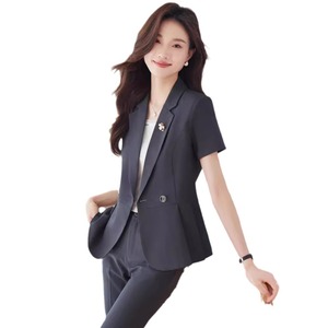 Women's Summer Short Sleeve Professional Suit <b>Set</b> Polyester Breathable <b>Office</b> Lady Style - Product Image 5
