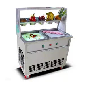 Hot Sell Single Pot Fried Ice Thai Cream Roll Machine with containers/Single Pan Fried Ice Cream Roll